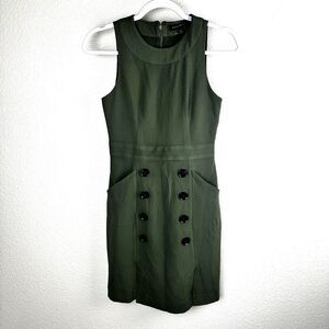 Banana Republic Women's Utility Dress Green Button Detail Lined